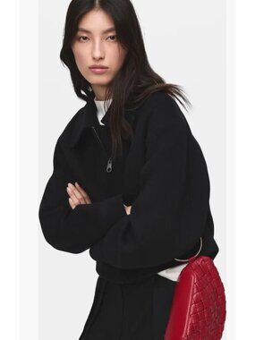 MANGO BLACK Wool Blend Crop Jacket SIZE S NEW